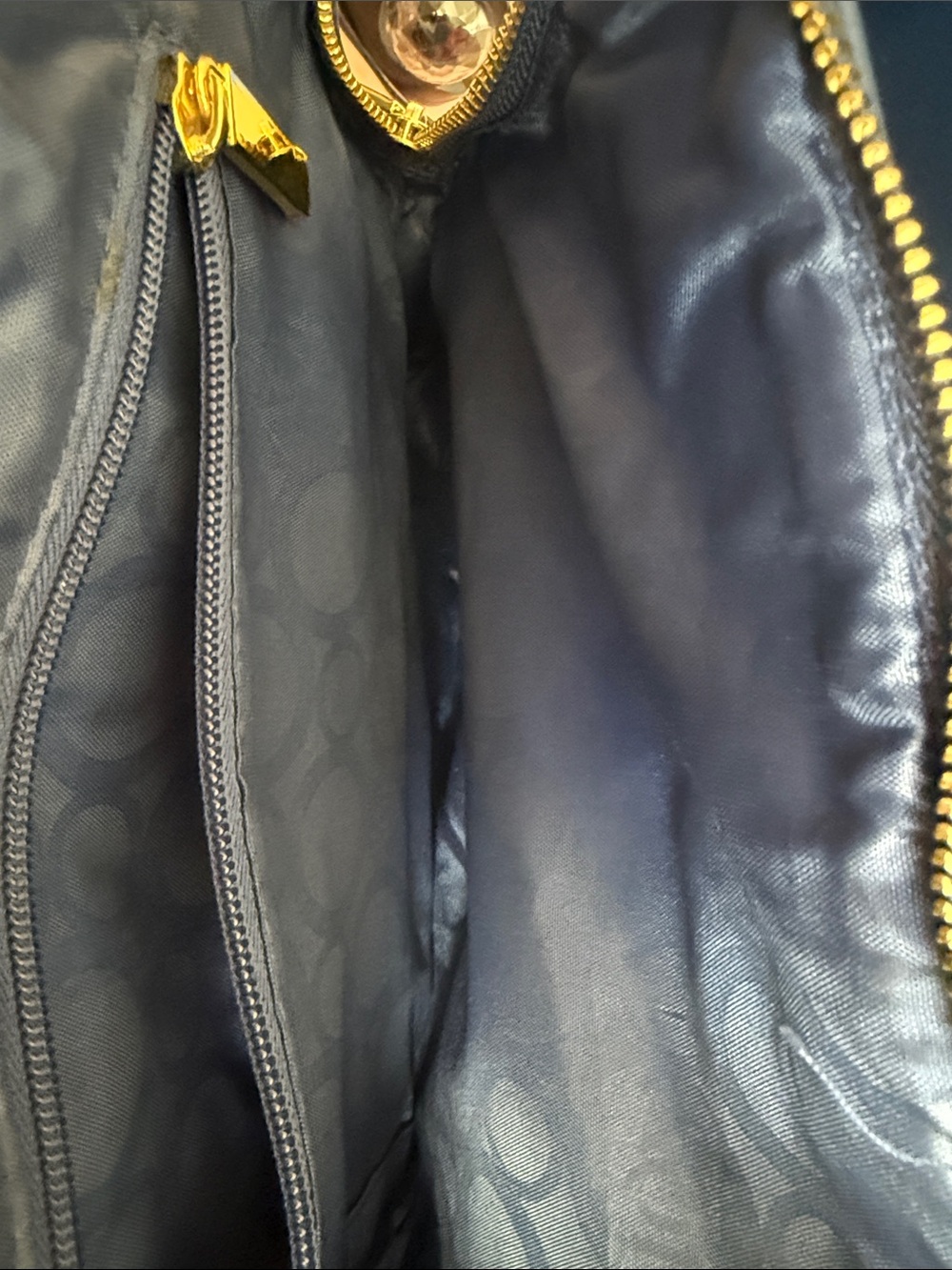 Joy Mangano Navy Tote with Gold Accents - Picture 4 of 6